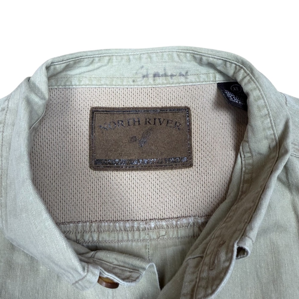 North River Mens XL Khaki Tan Short Sleeve Utility Fishing Hiking Shirt Cotton - Picture 10 of 10